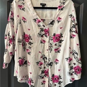 Torrid Floral Skull Blouse